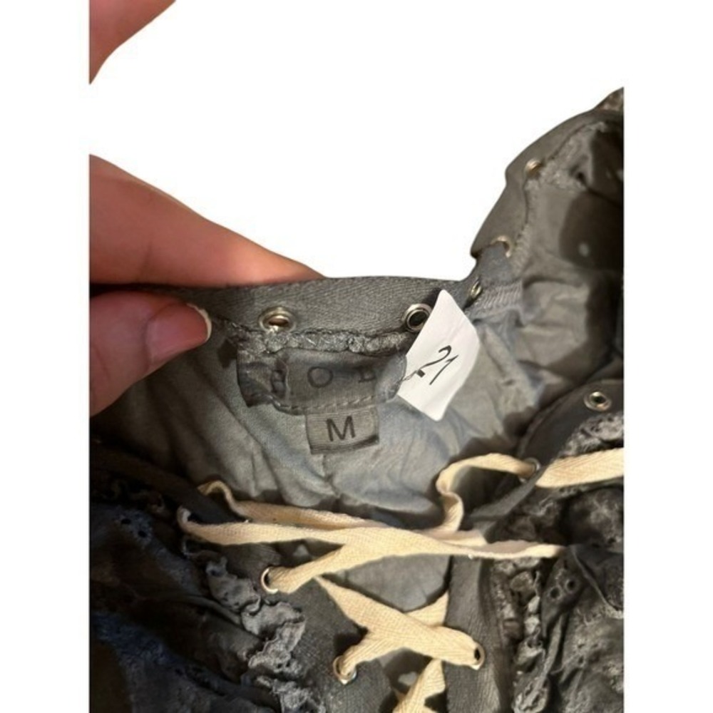 POL Grey Lace-Up Boho Tank Top Size M Corset Style Festival Chic  Medium - Picture 2 of 3